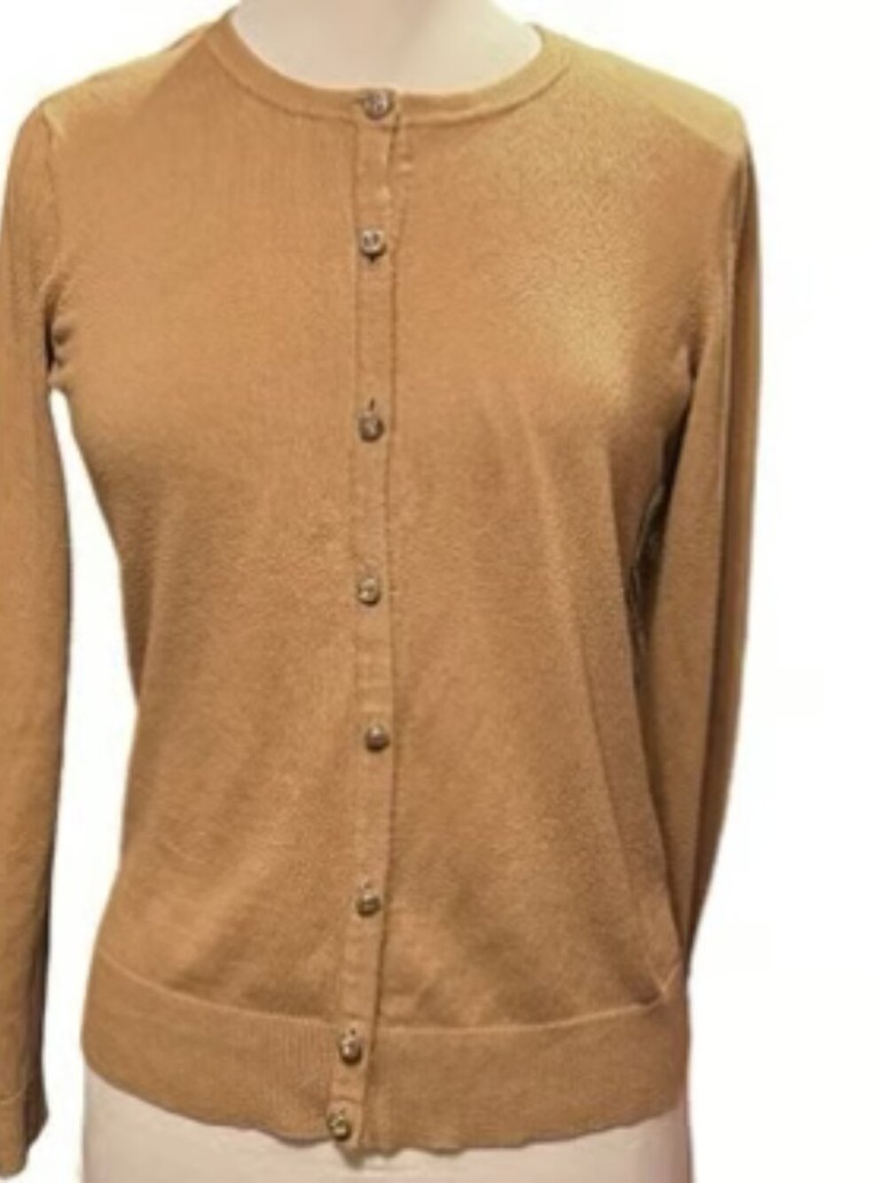 NYC Breathable Camel Button Down Long Sleeve Cardigan Soft Tailored Summer Top